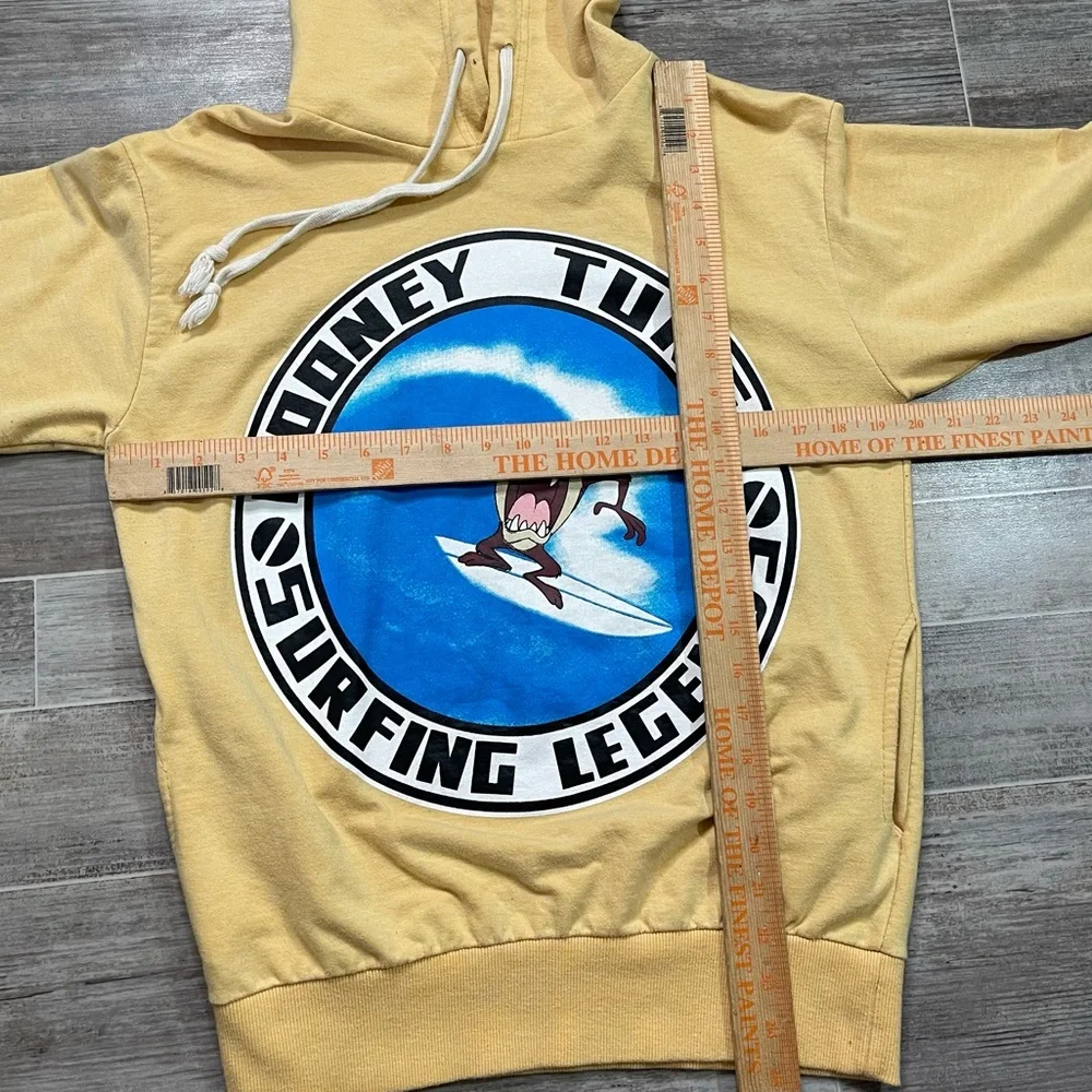 Taz Looney Tunes Surfing Legends Hoodie Lightweight Yellow - Picture 5 of 5